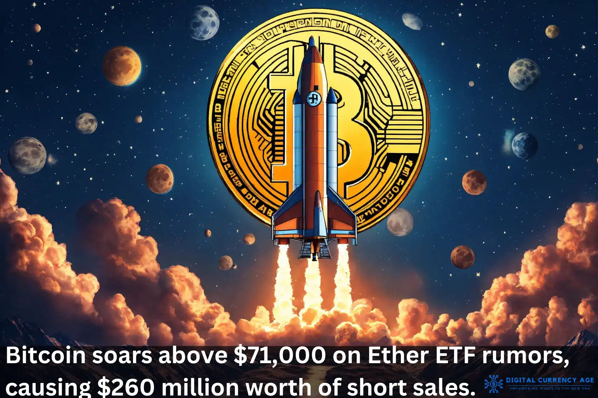 Bitcoin soars above 71,000 on Ether ETF rumors, causing 260 million worth of short sales